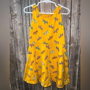 Cat &‎ Jack yellow/orange dress with multi colored zebras, girls size 4/5